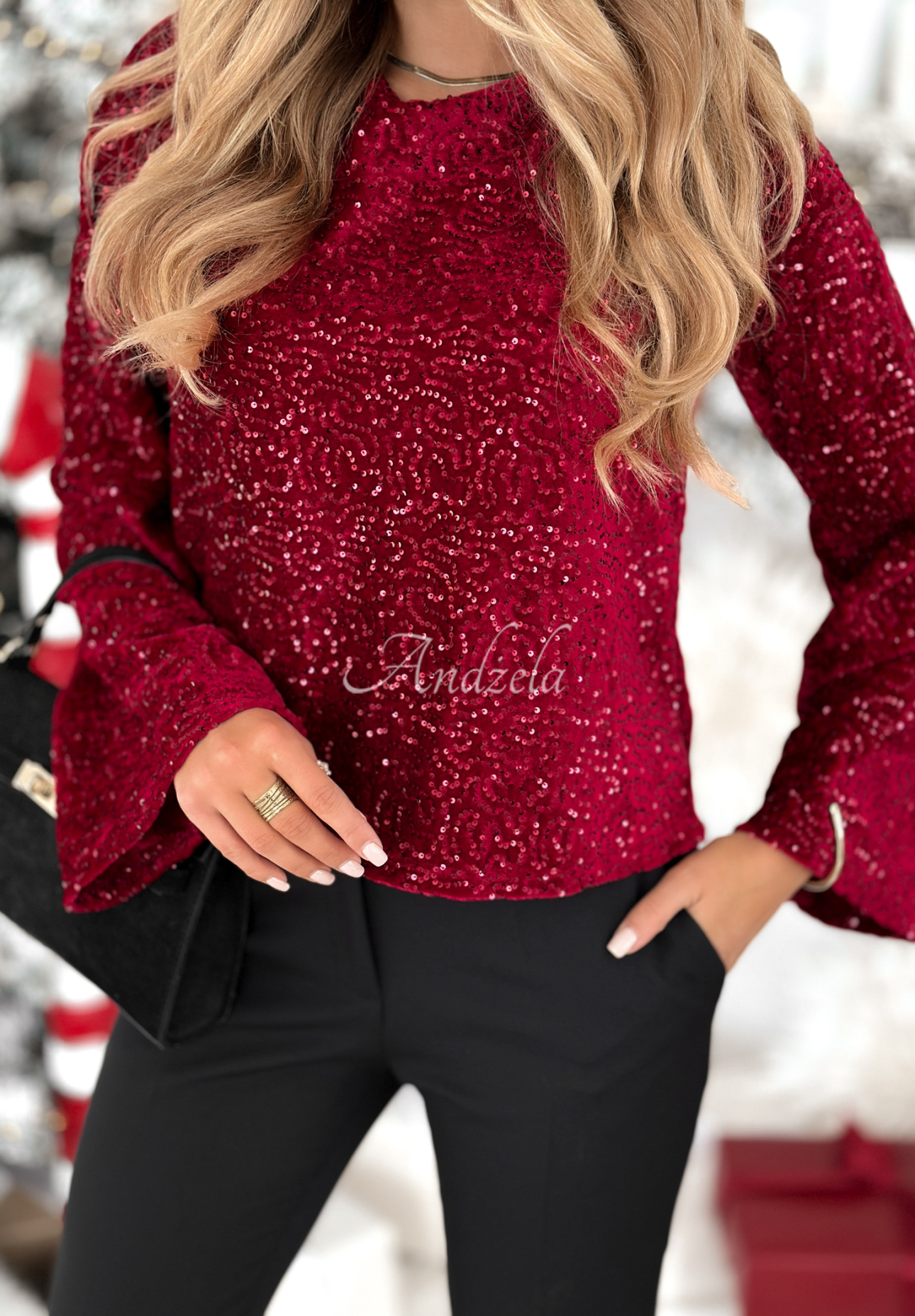 Bluză longsleeve cu paiete The Mistletoe Lady