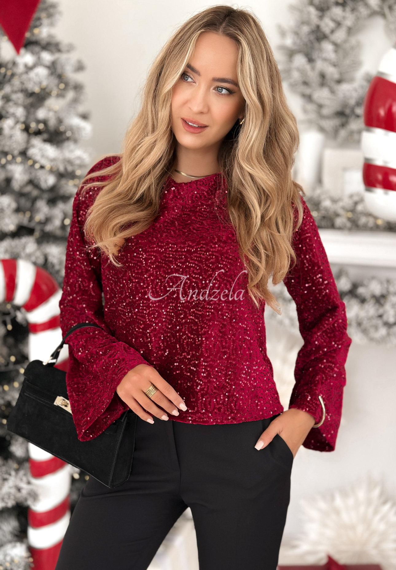 Bluză longsleeve cu paiete The Mistletoe Lady