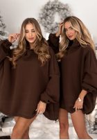 Rochie dresowa z kapturem Still Cute ciocolatie