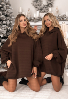 Rochie dresowa z kapturem Still Cute ciocolatie