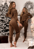 Welurowy Compleu de trening z falbankami Just Two Of Us ciocolatiu