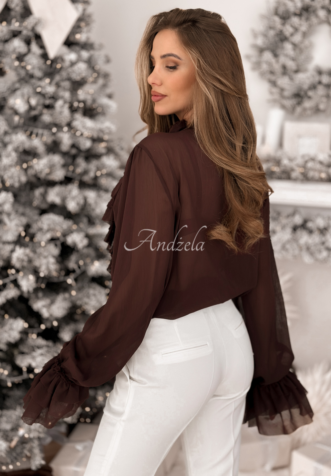 Cămașă din viscoză cu jabou și legare Miss Delicacy