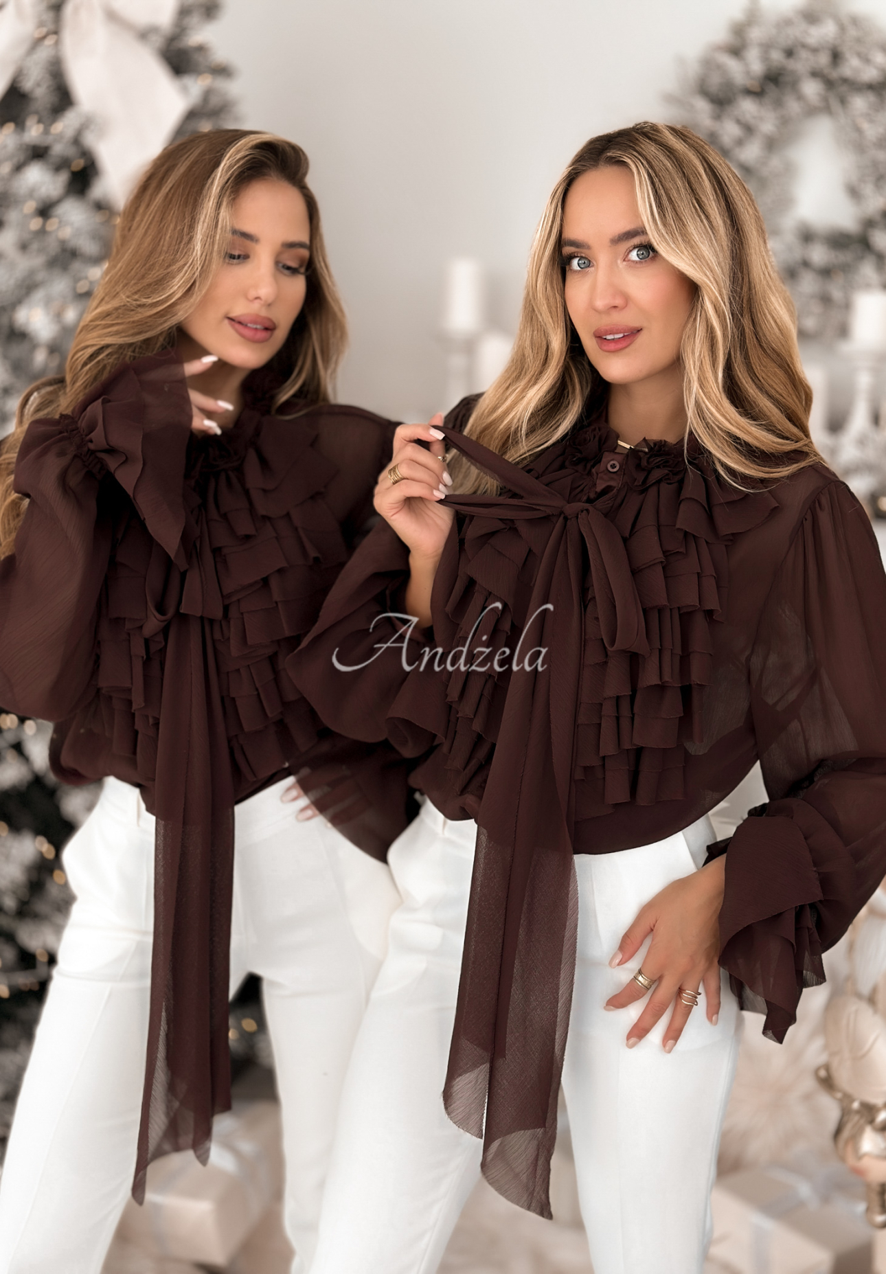 Cămașă din viscoză cu jabou și legare Miss Delicacy