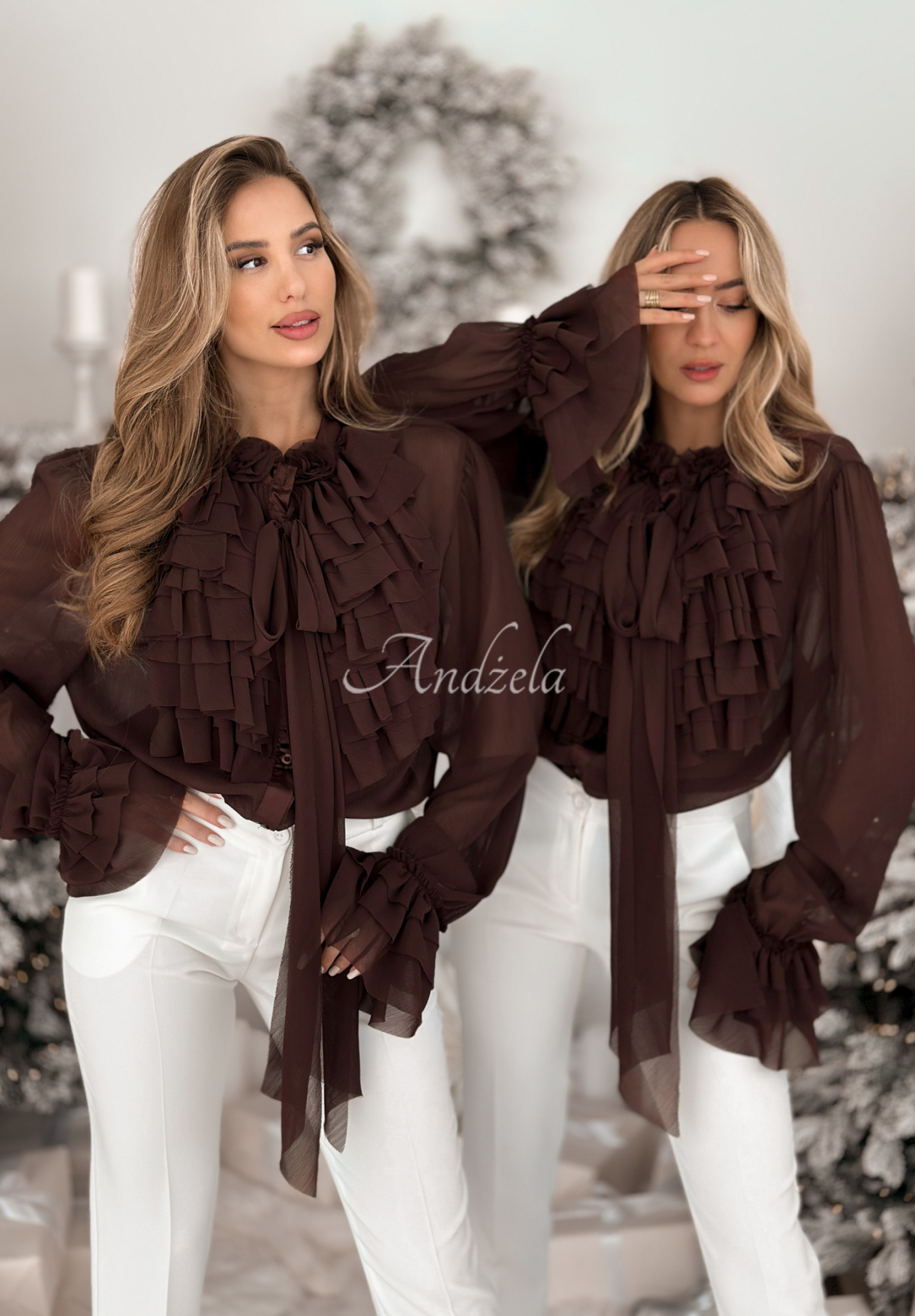 Cămașă din viscoză cu jabou și legare Miss Delicacy