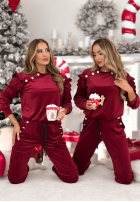 Welurowy Compleu de trening z falbankami Just Two Of Us burgundowy