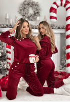 Welurowy Compleu de trening z falbankami Just Two Of Us burgundowy