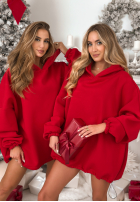 Rochie dresowa z kapturem Still Cute roșie