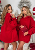 Rochie dresowa z kapturem Still Cute roșie