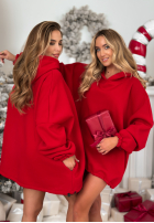 Rochie dresowa z kapturem Still Cute roșie