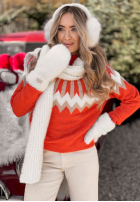 Wzorzysty Pulover z wełną Corta roșu