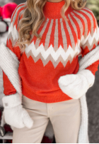 Wzorzysty Pulover z wełną Corta roșu