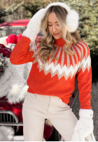 Wzorzysty Pulover z wełną Corta roșu