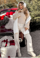 Krótki Pulover z golfem i wełną We Take Chances bej