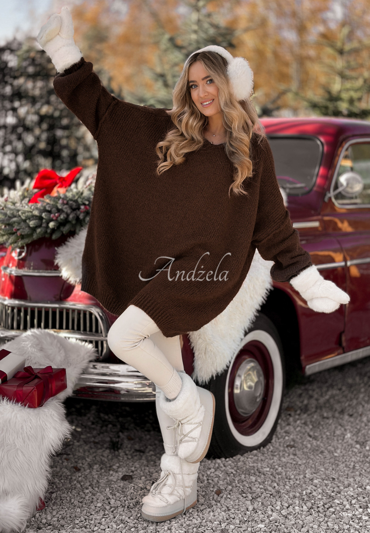 Pulover lung oversize din lână și viscoză Cozy Weather