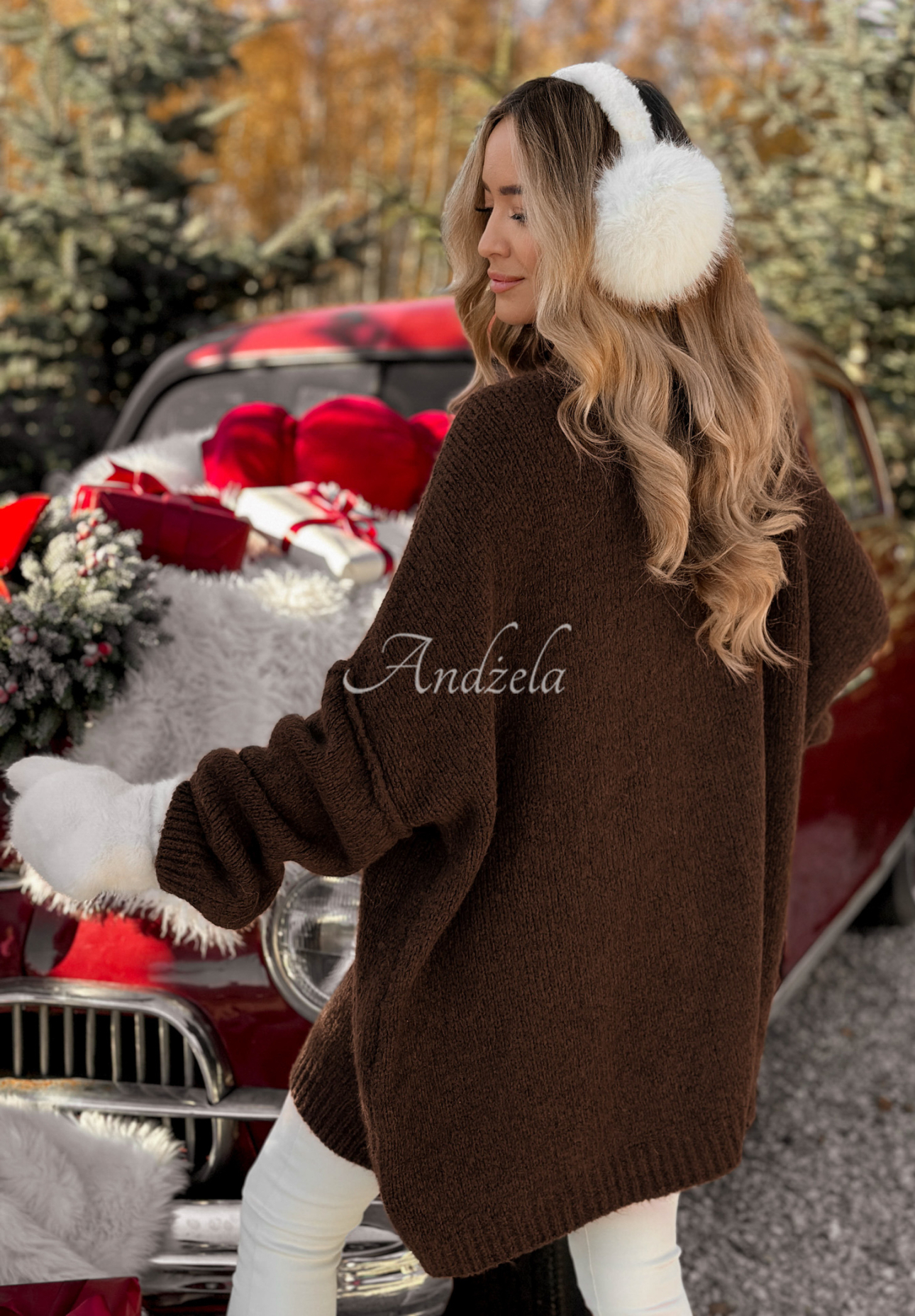 Pulover lung oversize din lână și viscoză Cozy Weather