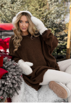 Długi Pulover oversize Cozy Weather ciocolatiu