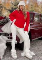 Ozdobnie pleciony Pulover Snuggle Weather roșu