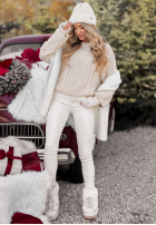 Ozdobnie pleciony Pulover Snuggle Weather ecru