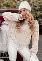Ozdobnie pleciony Pulover Snuggle Weather ecru
