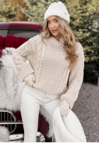 Ozdobnie pleciony Pulover Snuggle Weather ecru