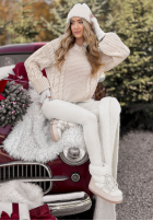 Ozdobnie pleciony Pulover Snuggle Weather ecru