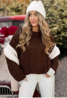Ozdobnie pleciony Pulover Snuggle Weather ciocolatiu