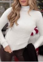 Pulover alpaka z golfem Softest Mind ecru