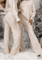 Dzianinowy Compleu Pulover i Pantaloni Peace Of Mind ecru