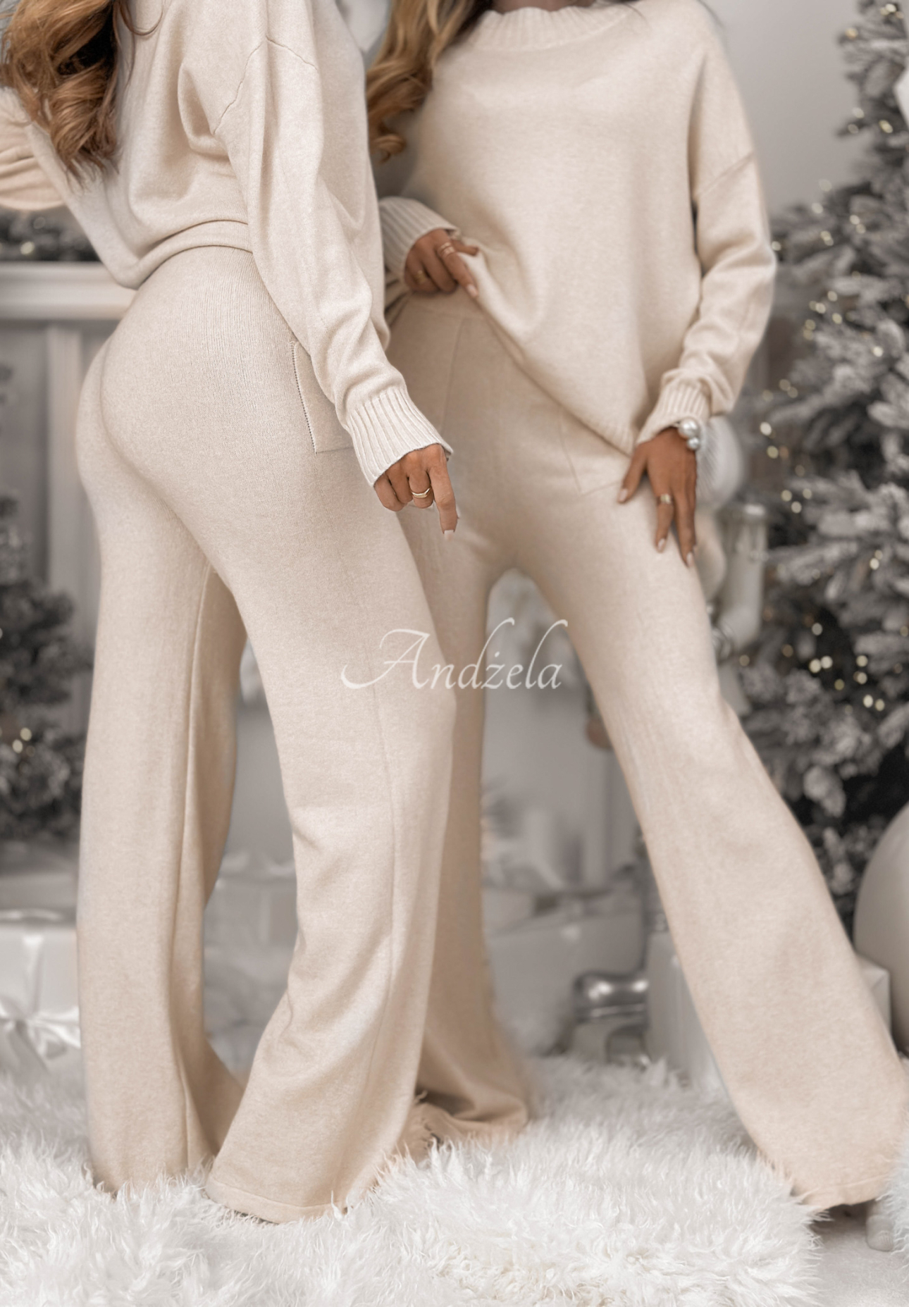 Set tricotat din viscoză format din pulover și pantaloni Peace Of Mind