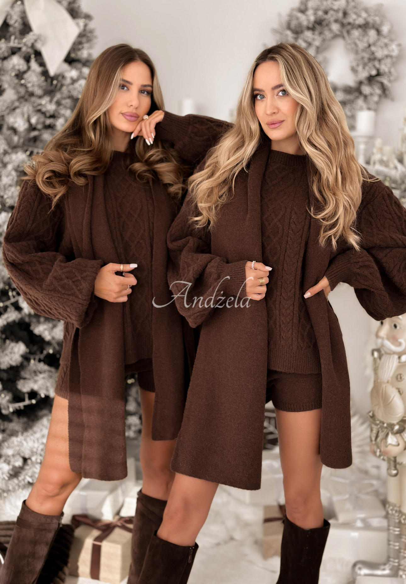 Set 3in1 format din pulover cu șal și pantaloni scurți Northern Attitude