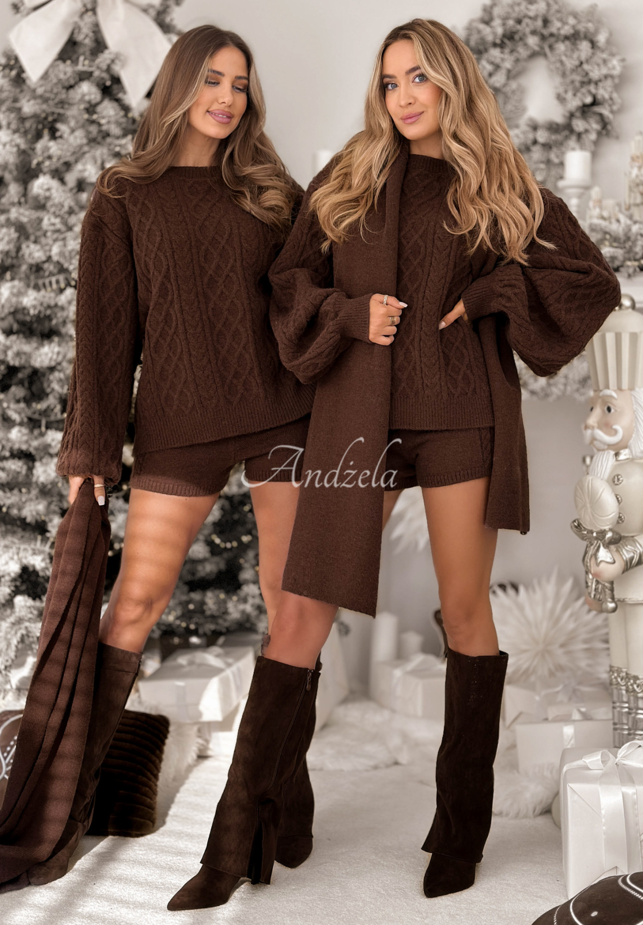 Set 3in1 format din pulover cu șal și pantaloni scurți Northern Attitude