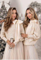 Pulover oversize cu paiete și fundiță Dreams Of Snow