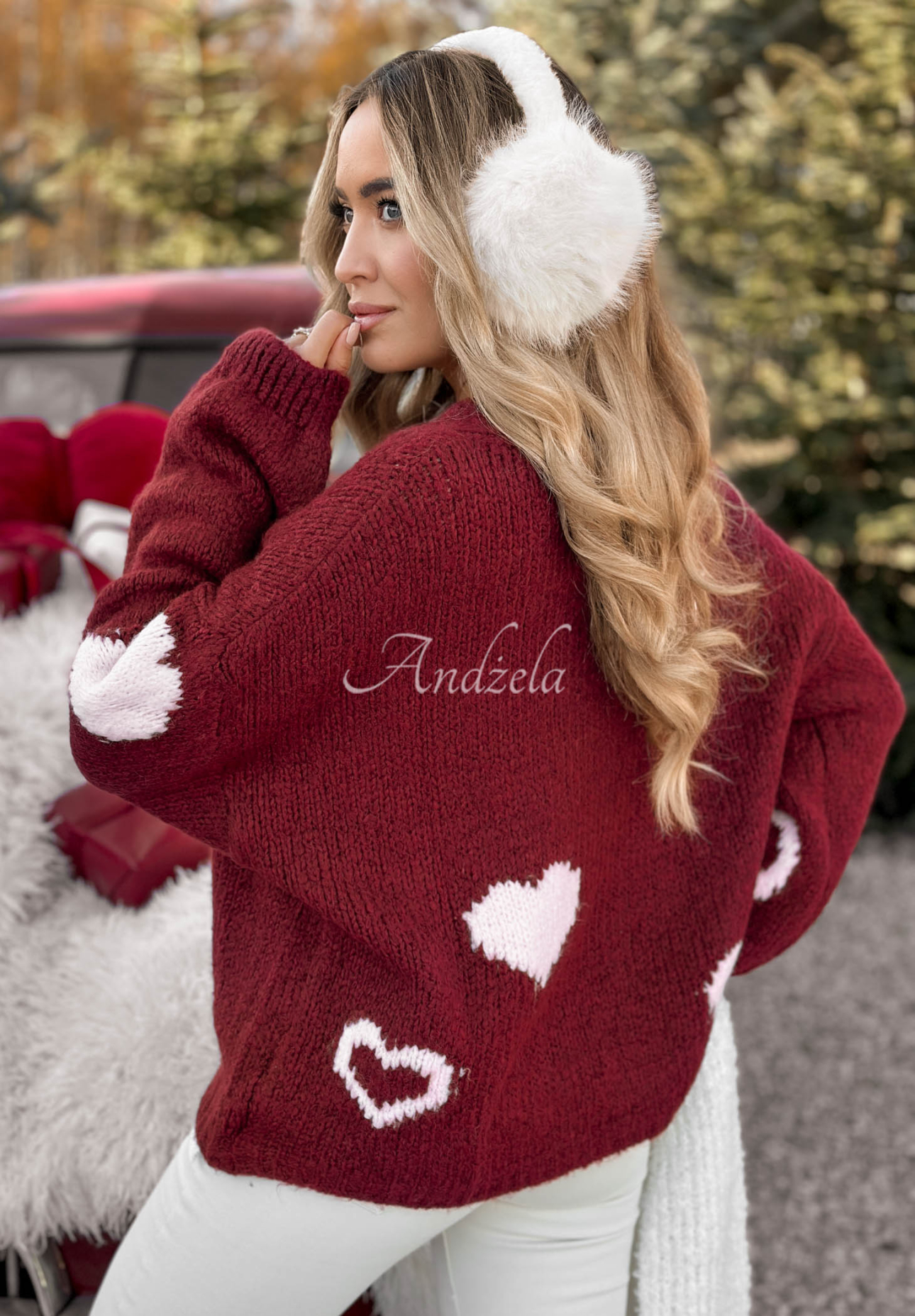 Cardigan scurt oversize Second Date cu inimioare