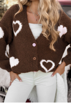 Krótki Cardigan oversiz w serca Second Date ciocolatiu