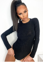 Błyszczące body ze stójką Really Simple negre