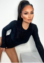 Błyszczące body ze stójką Really Simple negre