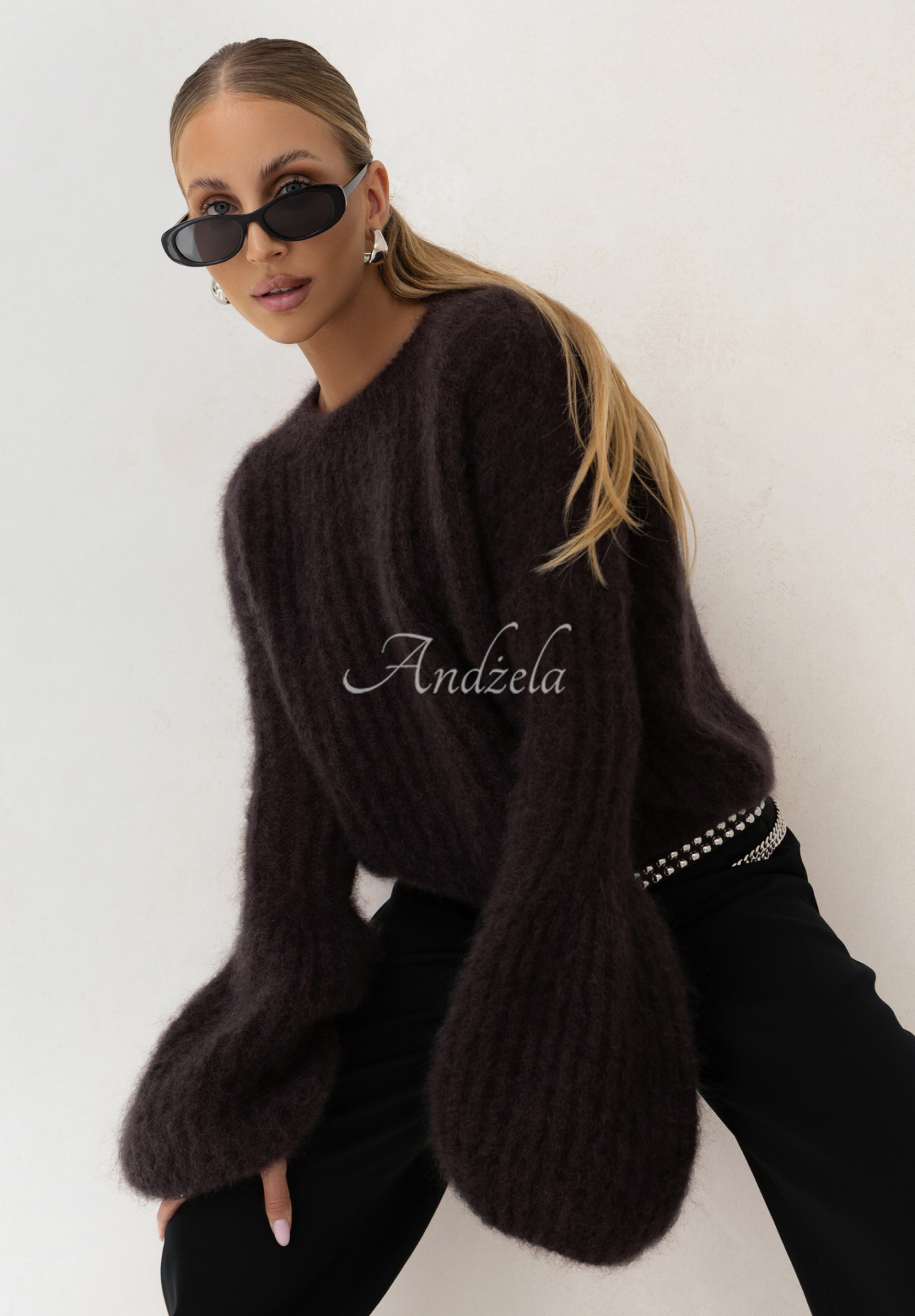 Pulover de mohair Cocomore Cloudly cu mâneci largi