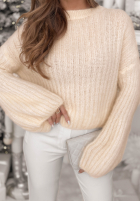 Pulover z szerokimi rękawami Better Than That ecru