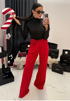 Pantaloni wide leg z kwiatem La Milla Red Rose roșii