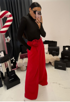 Pantaloni wide leg z kwiatem La Milla Red Rose roșii