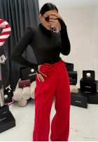 Pantaloni wide leg z kwiatem La Milla Red Rose roșii