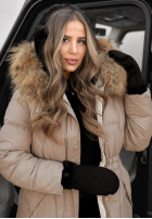 Długa Pikowana Geacă Rivia ciemny beż