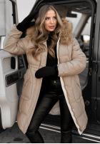 Długa Pikowana Geacă Rivia ciemny beż