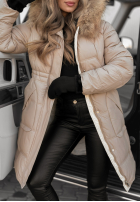 Długa Pikowana Geacă Rivia ciemny beż