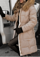 Długa Pikowana Geacă Rivia ciemny beż