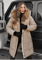 Długa Pikowana Geacă Rivia ciemny beż