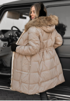 Długa Pikowana Geacă Rivia ciemny beż