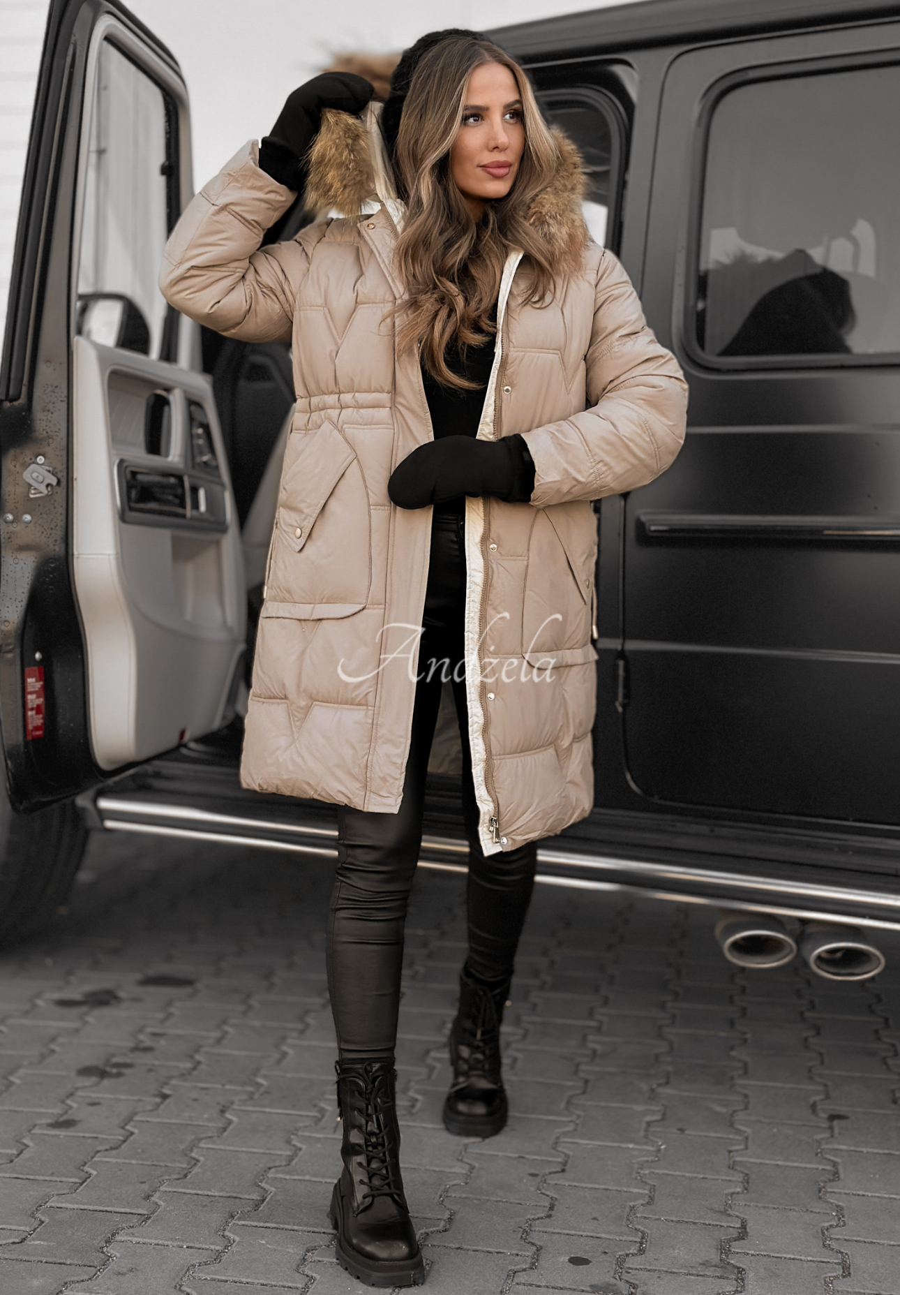 Geacă lungă matlasată Rivia dark