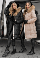 Pikowana Geacă Z Naturalnym Futrem Rivia Negru  