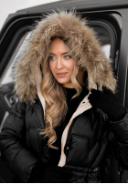 Pikowana Geacă Z Naturalnym Futrem Rivia Negru  